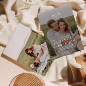 ロマンモダンティフォトモノグラムオーバーレイ結婚ズ 招待状