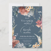 ロマンモダンティブルーガーデンフローラ結婚ズ 招待状 (正面)