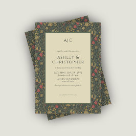 ロマンモダンティモリスフローラ結婚木炭 招待状