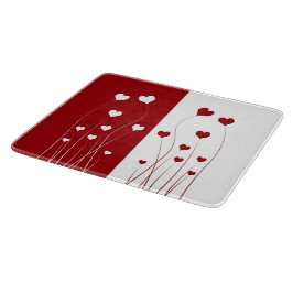 ロマンモダンティレッドホワイトラブハート カッティングボード
