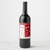 ロマンモダンティレッドホワイトラブハート ワインラベル (正面)