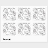 ロマンモダンティワイルドフラワーラインスケッチ スクエアシール (シート)