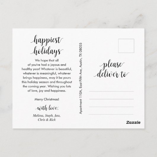 ロマンモダン素朴ティックで陽気なクリスマス一家 ポストカード (裏面)