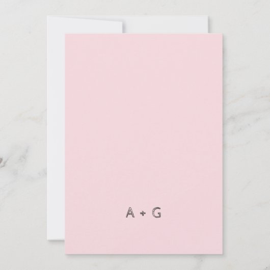 ロマンモダン素朴ティックなピンクのオーバーレイ写真を追加 招待状 (裏面)