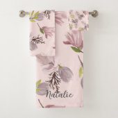 ロマンモノグラムのかわいらしクな赤面ピンク バスタオルセット (インサイチュ)