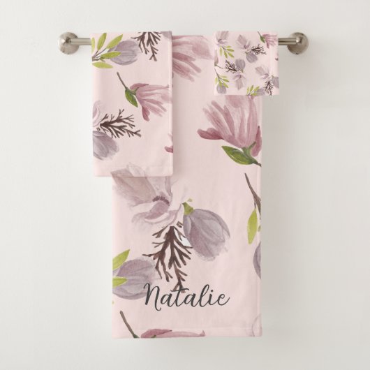 ロマンモノグラムのかわいらしクな赤面ピンク バスタオルセット (インサイチュ)