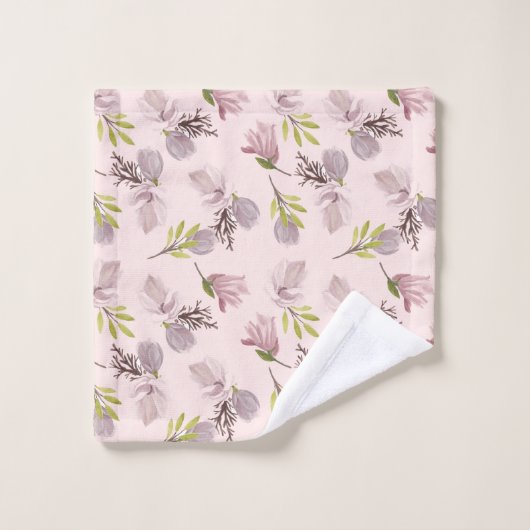 ロマンモノグラムのかわいらしクな赤面ピンク バスタオルセット (ウォッシュタオル)