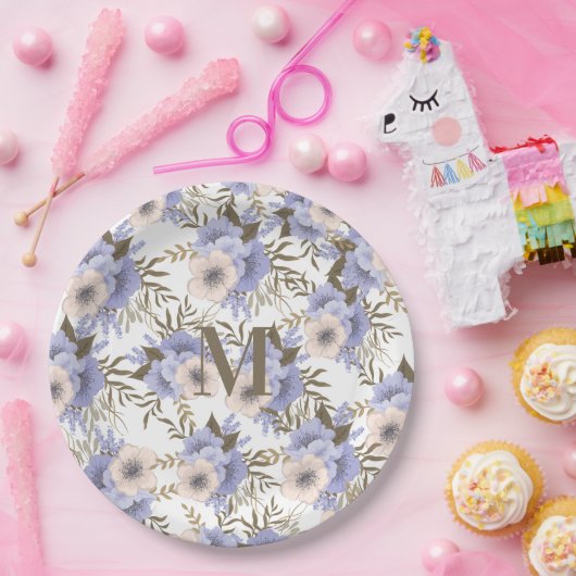 ロマンモノグラムのティバイオレットセージ植物学 ペーパープレート (パーティー)