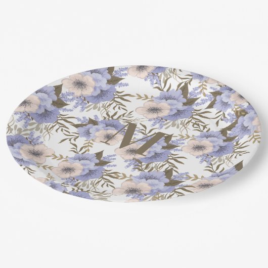 ロマンモノグラムのティバイオレットセージ植物学 ペーパープレート (アングル)