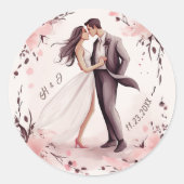 ロマンユニークク結婚カップル ラウンドシール (正面)