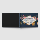 ロマン素朴クネイビーブルーコーラル結婚フローラ ゲストブック (全面)