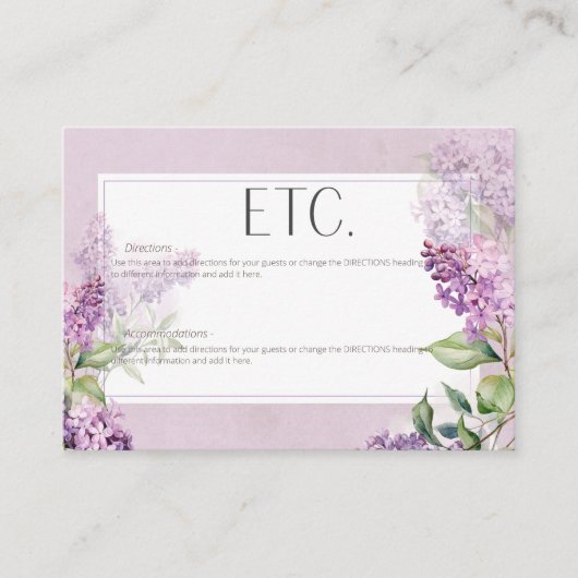 ロマン素朴クパープル&セージのライラック詳細 エンクロージャーカード (正面)