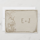 ロマン素朴クブラウン紙ラブバード結婚ズ 招待状 (裏面)