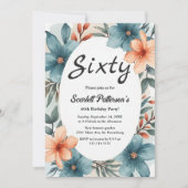 ロマン素朴ティウォーター色フローラ60誕生日 招待状 (正面)
