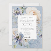 ロマン素朴ティダスティブルー&ホワイトフローラ 招待状 (正面)