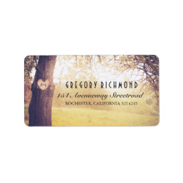 ロマン素朴ティックな木とハート結婚の ラベル