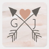 ロマン素朴ティックな矢とハートの結婚鎌 スクエアシール (正面)