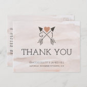 ロマン素朴ティックな矢とハート結婚の感謝 ポストカード (正面/裏面)