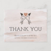 ロマン素朴ティックな矢とハート結婚の感謝 ポストカード (正面)