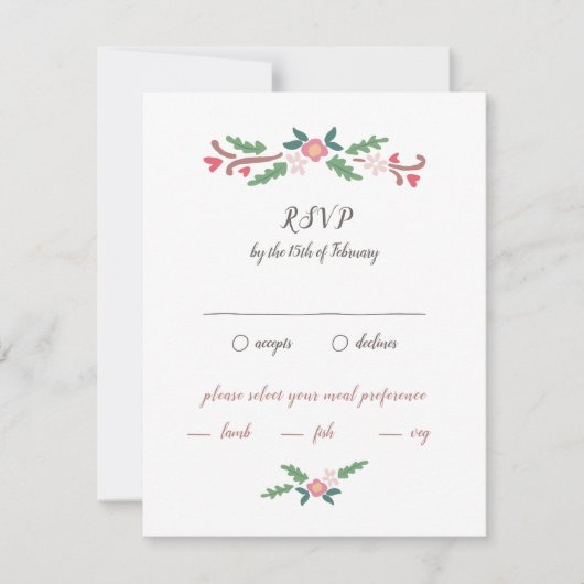 ロマン素朴ティックフローラ束 出欠カード (正面)