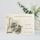 ロマン素朴ティックヴィンテージバードケージラブバード 出欠カード (スタンド正面)