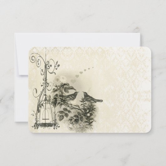 ロマン素朴ティックヴィンテージバードケージラブバード 出欠カード (裏面)