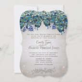 ロマン素朴ティピーコックティール（緑がかった色）ターコイズピーコック 招待状 (正面)