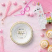 ロマン素朴ティホワイト金ゴールド結婚ズシック・モノグラム ペーパーボウル (パーティー)