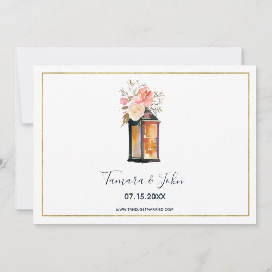 ロマン素朴ティランタンバラ金ゴールドブライダルシャワー 招待状 (裏面)