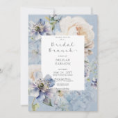 ロマン素朴ムブルー&ホワイトフローラブライダルブランチ 招待状 (正面)