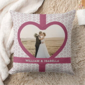 ロマン結婚ティックのラブフォトリボンハートグレー クッション (ブランケット)