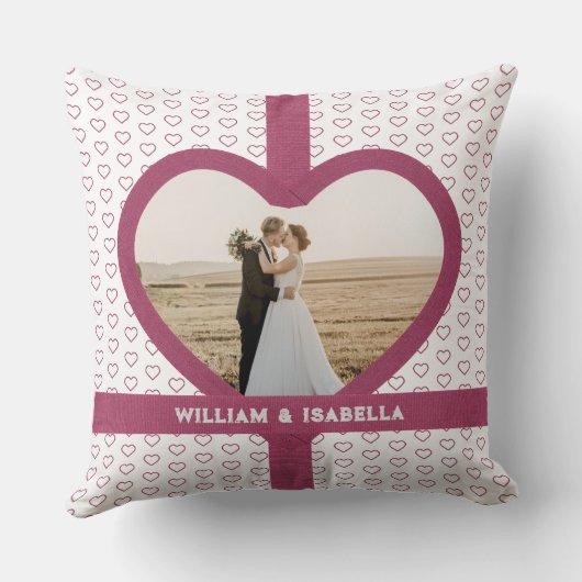 ロマン結婚ティックのラブフォトリボンハートグレー クッション (裏面)