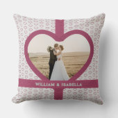 ロマン結婚ティックのラブフォトリボンハートグレー クッション (正面)