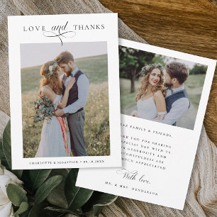 ロマン結婚ティックの愛感謝していと2枚の写真 サンキューカード