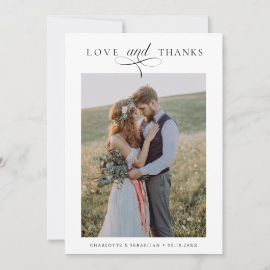 ロマン結婚ティックの愛感謝していと2枚の写真 サンキューカード (正面)
