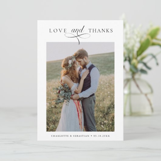 ロマン結婚ティックの愛感謝していと2枚の写真 サンキューカード (スタンド正面)