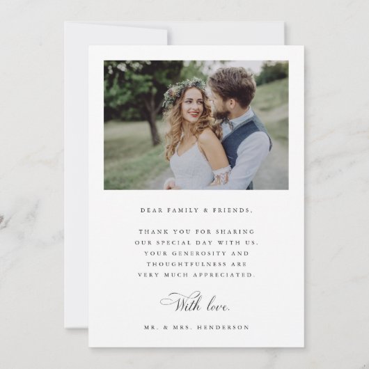 ロマン結婚ティックの愛感謝していと2枚の写真 サンキューカード (裏面)