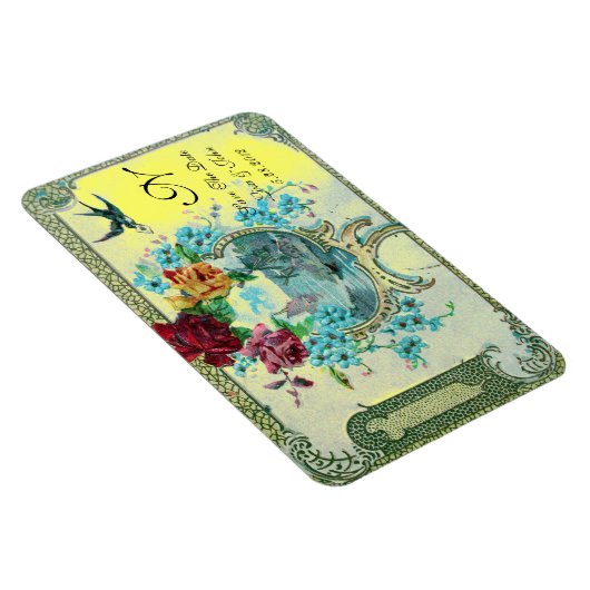 ロマン結婚ティックの,バラの救フローラ日付イエロー マグネット (右側)