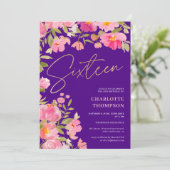 ロマン絵を描クピンクフローラパープルスイート16 招待状 (スタンド正面)