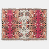 ロマン赤と白お洒落ティックハートパターン スローブランケット (正面)