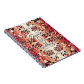 ロマン赤と白お洒落ティックハートパターン ノートブック (右側)