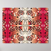 ロマン赤と白お洒落ティックハートパターン ポスター (正面)