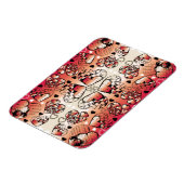 ロマン赤と白お洒落ティックハートパターン マグネット (左側)