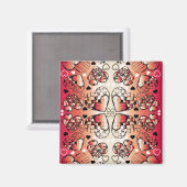 ロマン赤と白お洒落ティックハートパターン マグネット (正面/裏面)