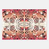 ロマン赤と白お洒落ティックハートパターン ラッピングペーパーシート (正面3)