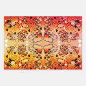 ロマン赤と白お洒落ティックハートパターン ラッピングペーパーシート (正面2)