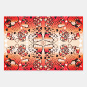 ロマン赤と白お洒落ティックハートパターン ラッピングペーパーシート (正面)