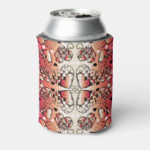 ロマン赤と白お洒落ティックハートパターン 缶クーラー (缶裏面)