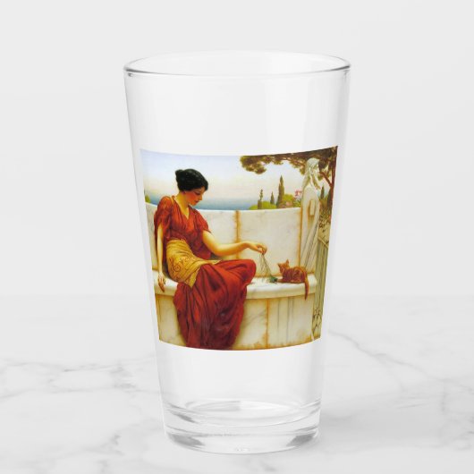 ロマン遊女性の猫お気に入りのと タンブラーグラス (正面)