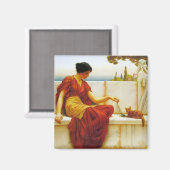 ロマン遊女性の猫お気に入りのと マグネット (正面/裏面)